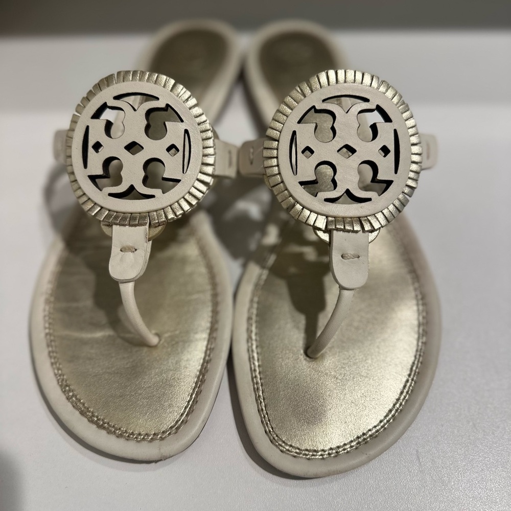 Tory Burch Metallic Cream Sandals